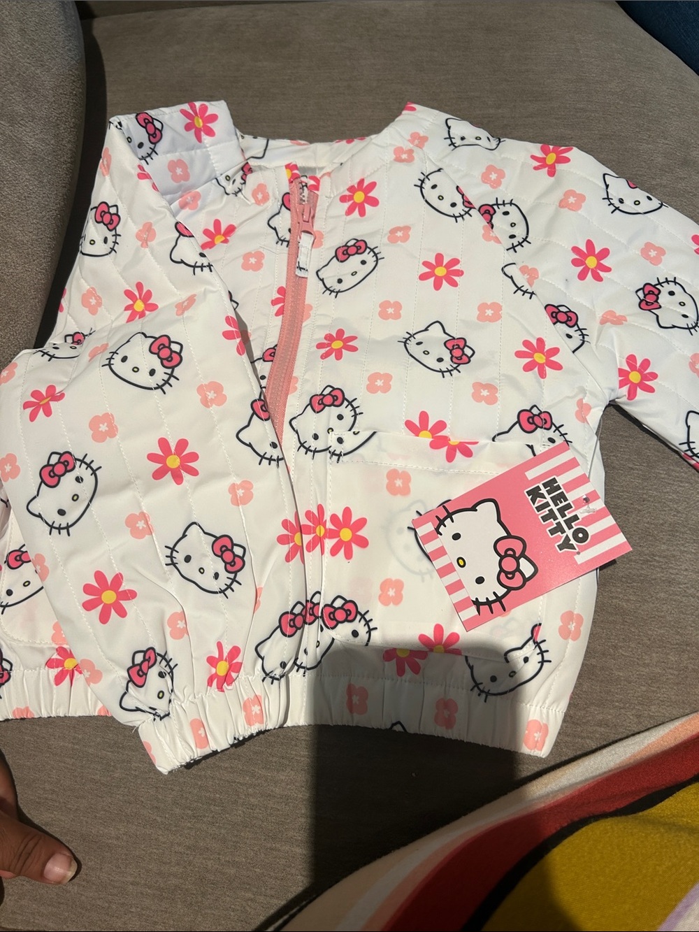 Hello Kitty White Pink jacket Top with Floral Print